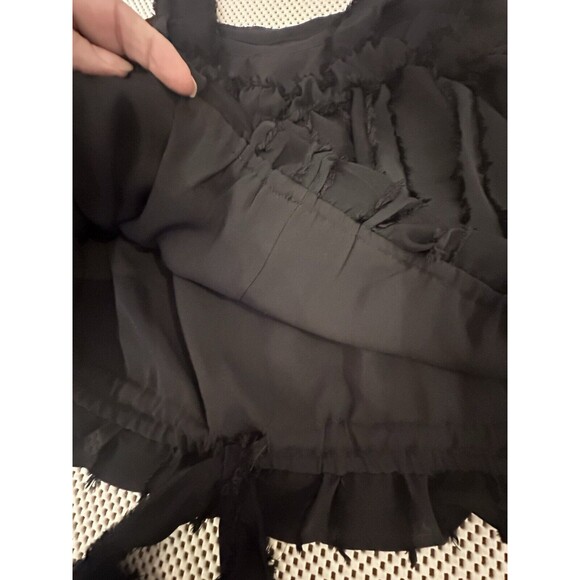 Max Studio Womens Black Cami Sz Small Sleeveless Top All Over Raw Hem Blousy Fit - Picture 8 of 10